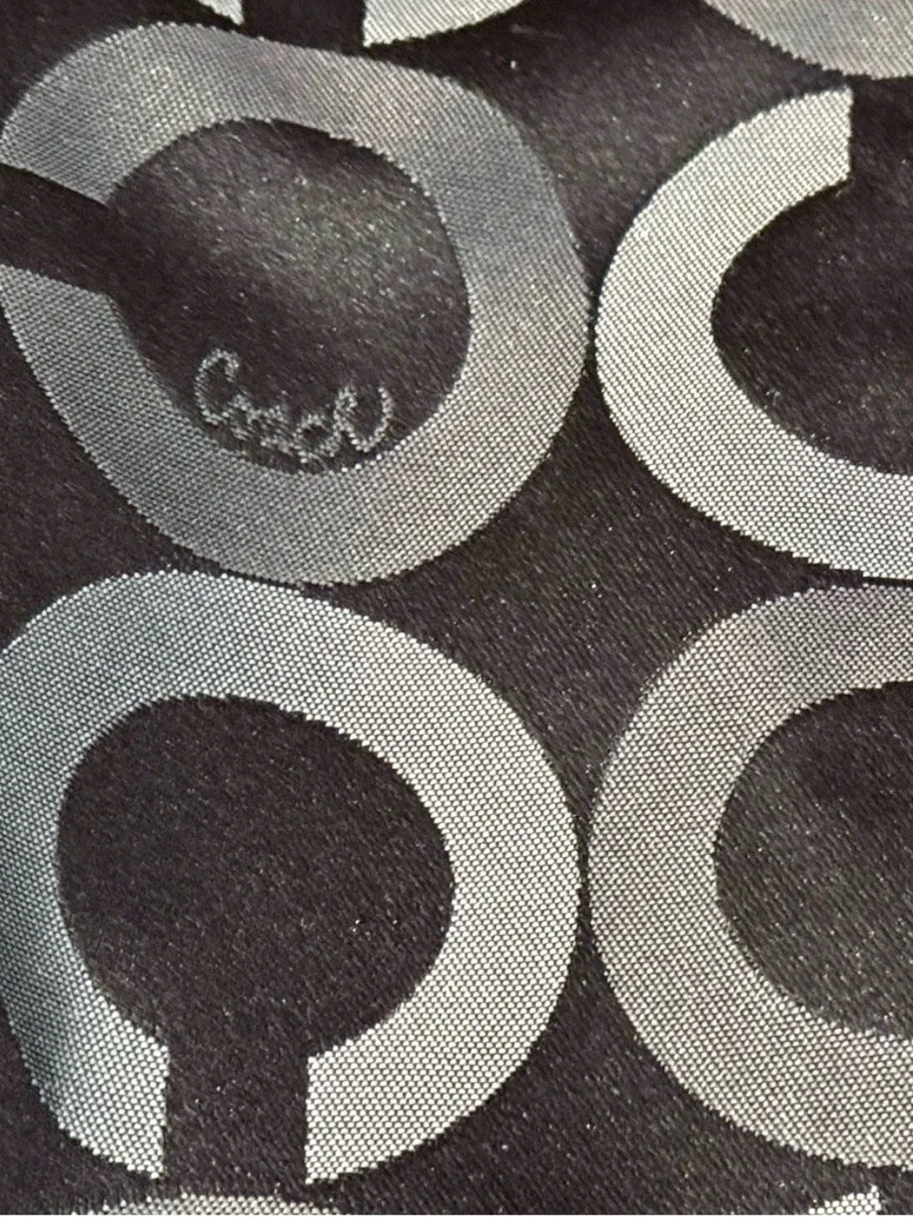 🖤COACH🖤 CANVAS LOGO OP ART PATENT LEATHER TRIM 3 SECTION HOBO SHOULDER BAG